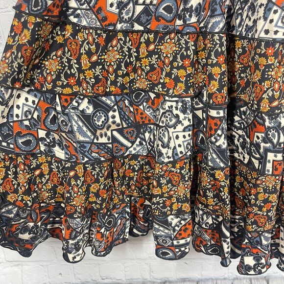 Coline Dress Women L/XL Brown Below Knee Floral Patchwork Bohemian Prairie Beach - Picture 9 of 15